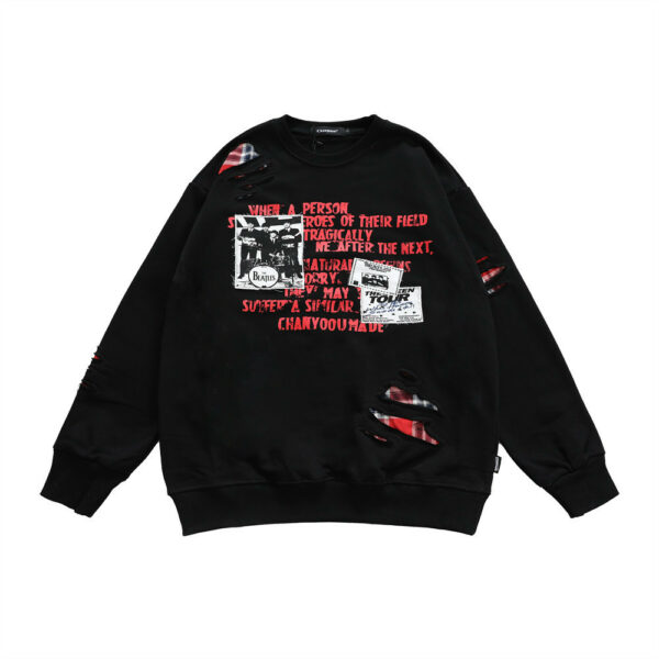 Splicing Ripped Casual Oversize hoodies