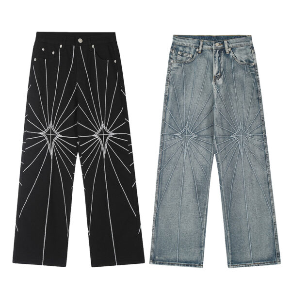 Acid Wash Graphic Loose denim pants