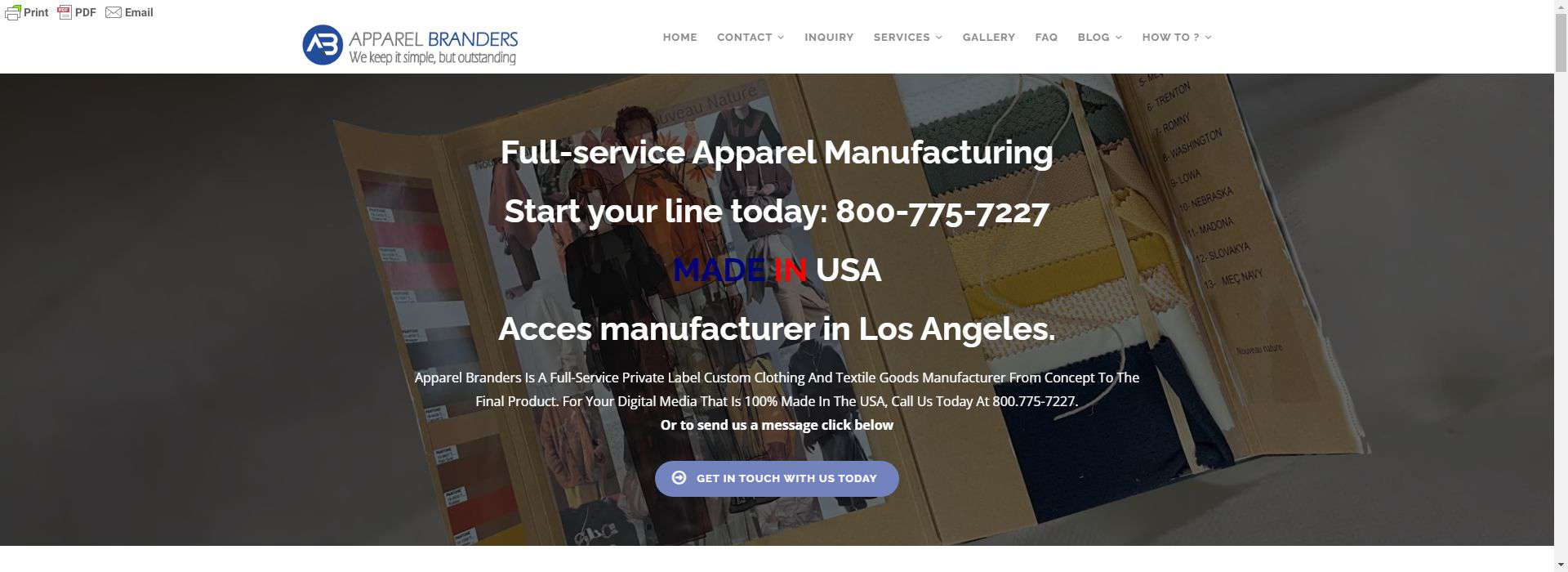 Apparel Branders' homepage-custom clothing manufacturing companies