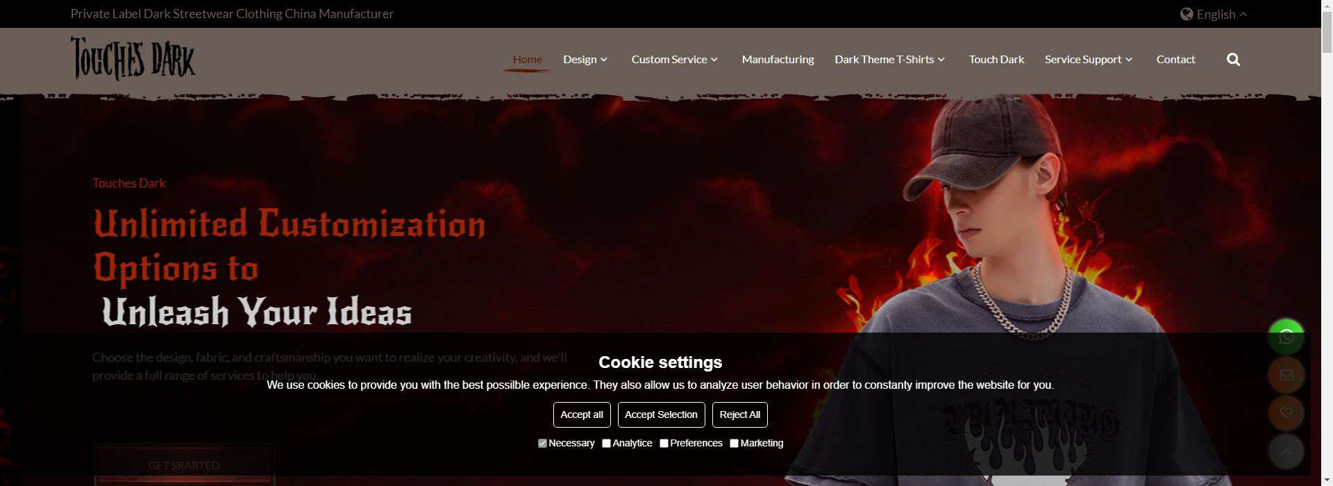 Touch Dark's homepage-garment factories