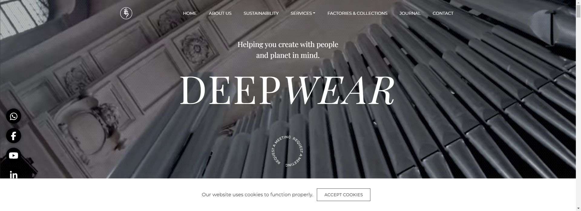 Deepwear's homepage-garment factory menu