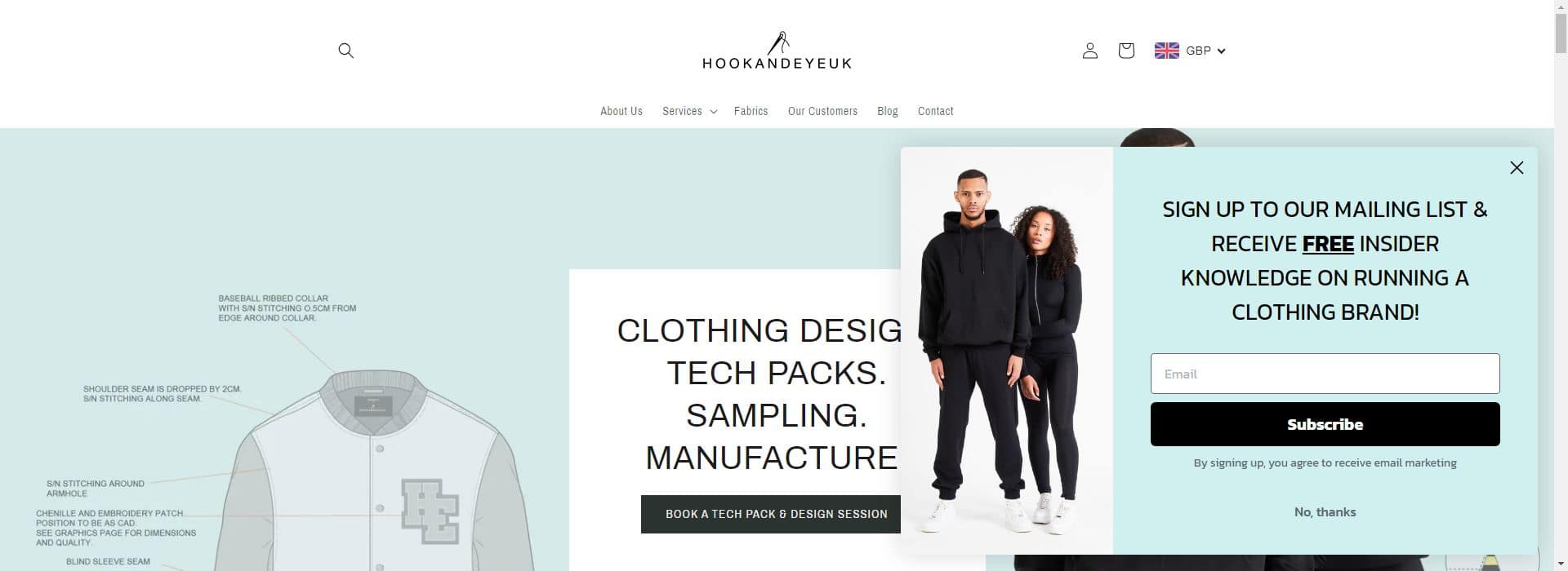 Hook and Eye UK-custom clothing manufacturers for startups