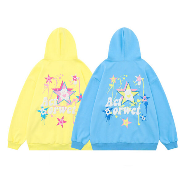 fashionable puff print Casual hoodies