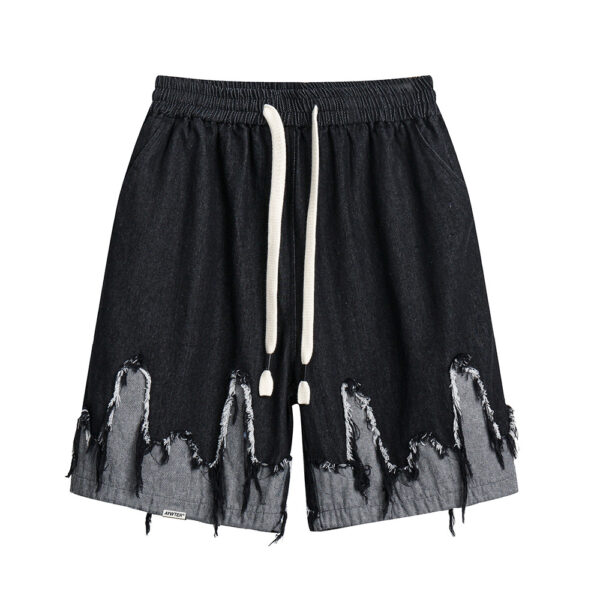 Print Ripped Splicing Graphic shorts