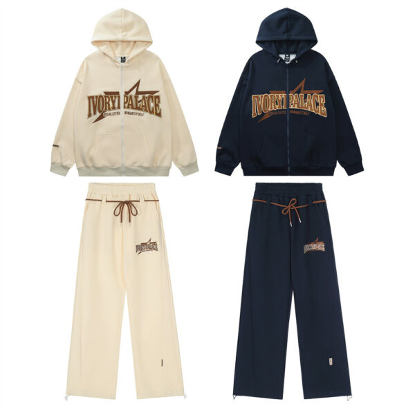 Embroidery print hoodies and sweatpants