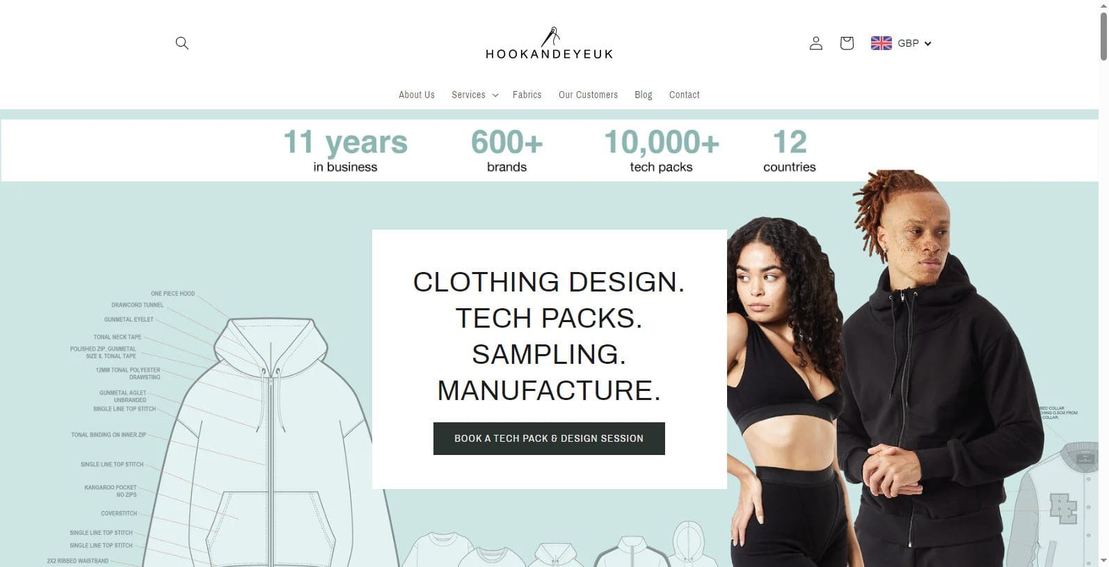 Hook and Eye UK-clothing line manufacturers