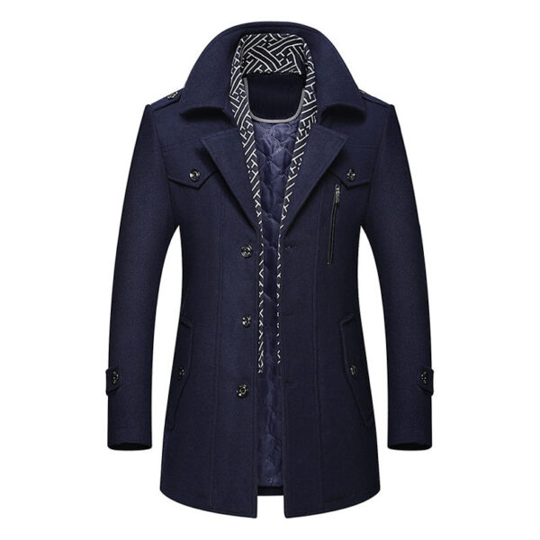 Light Business Patchwork Scarf Collar Thickened Trench Coat