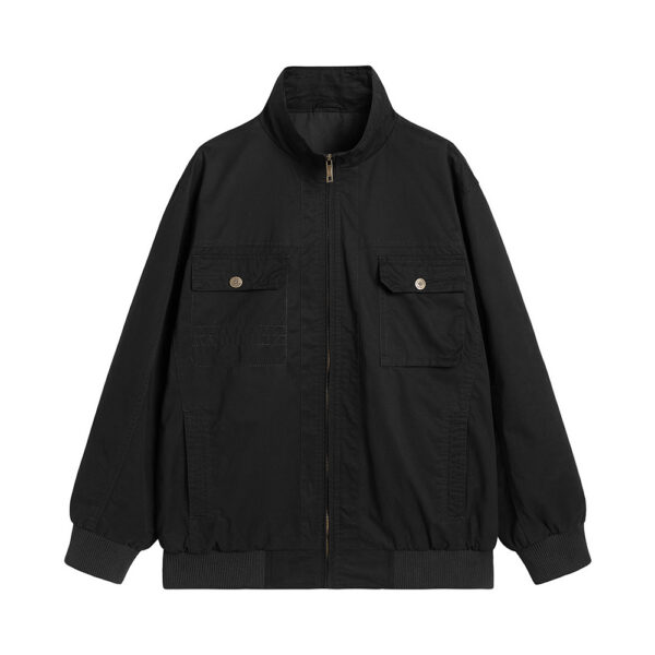 Casual stand-up collar zip up cargo jacket