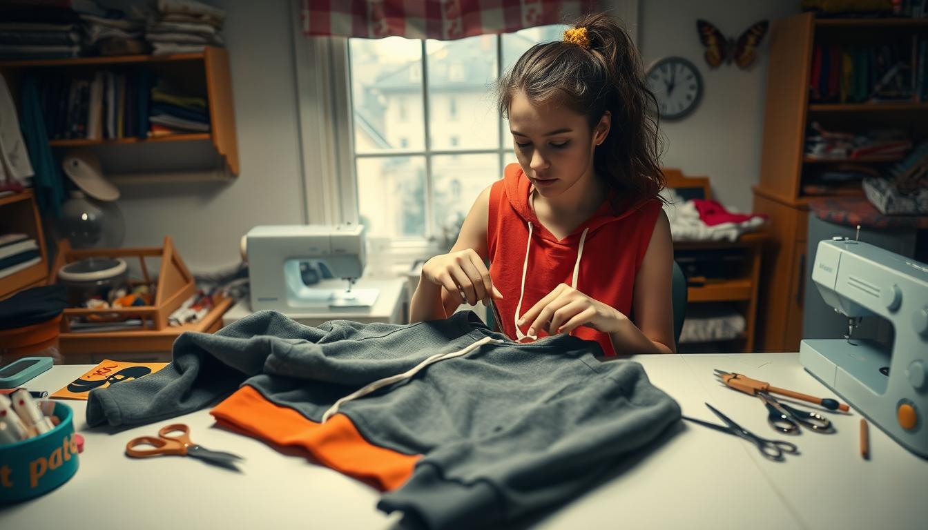 how to cut sleeves off hoodie