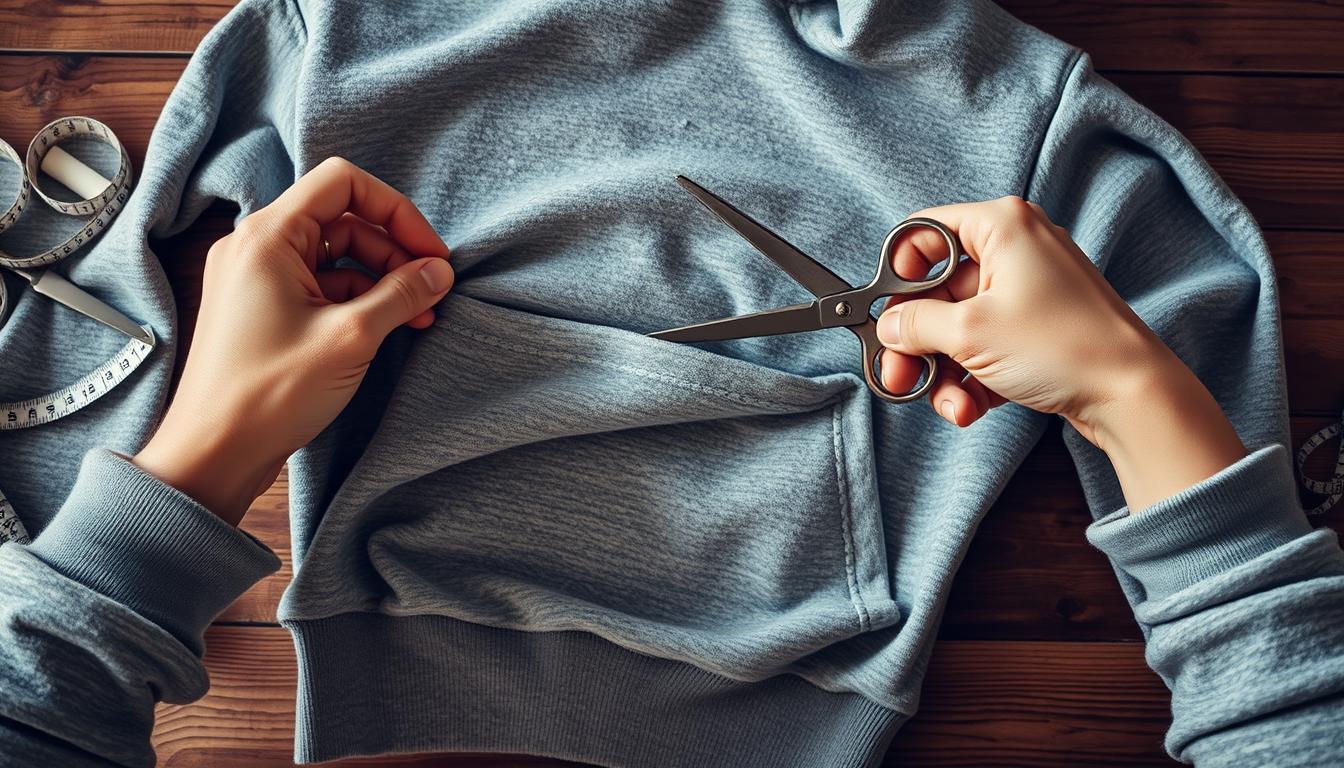 how to cut the sleeves off a hoodie