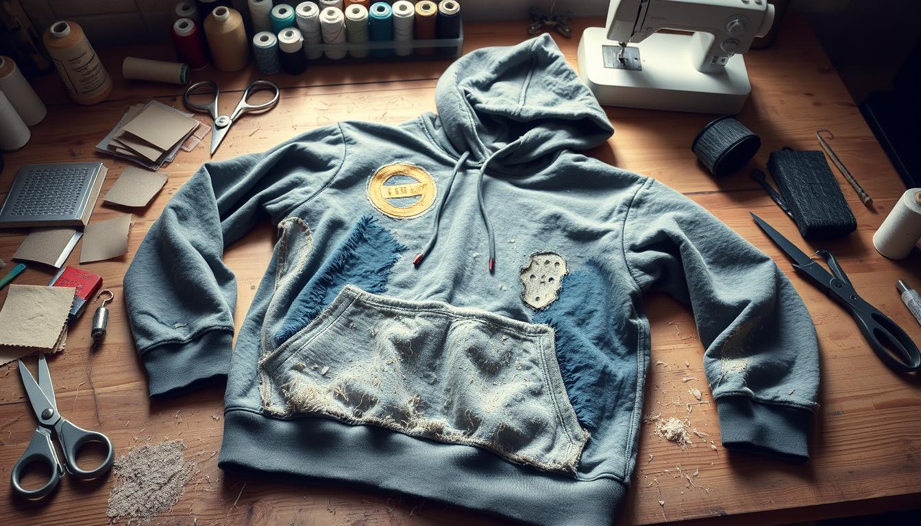how to distress a hoodie