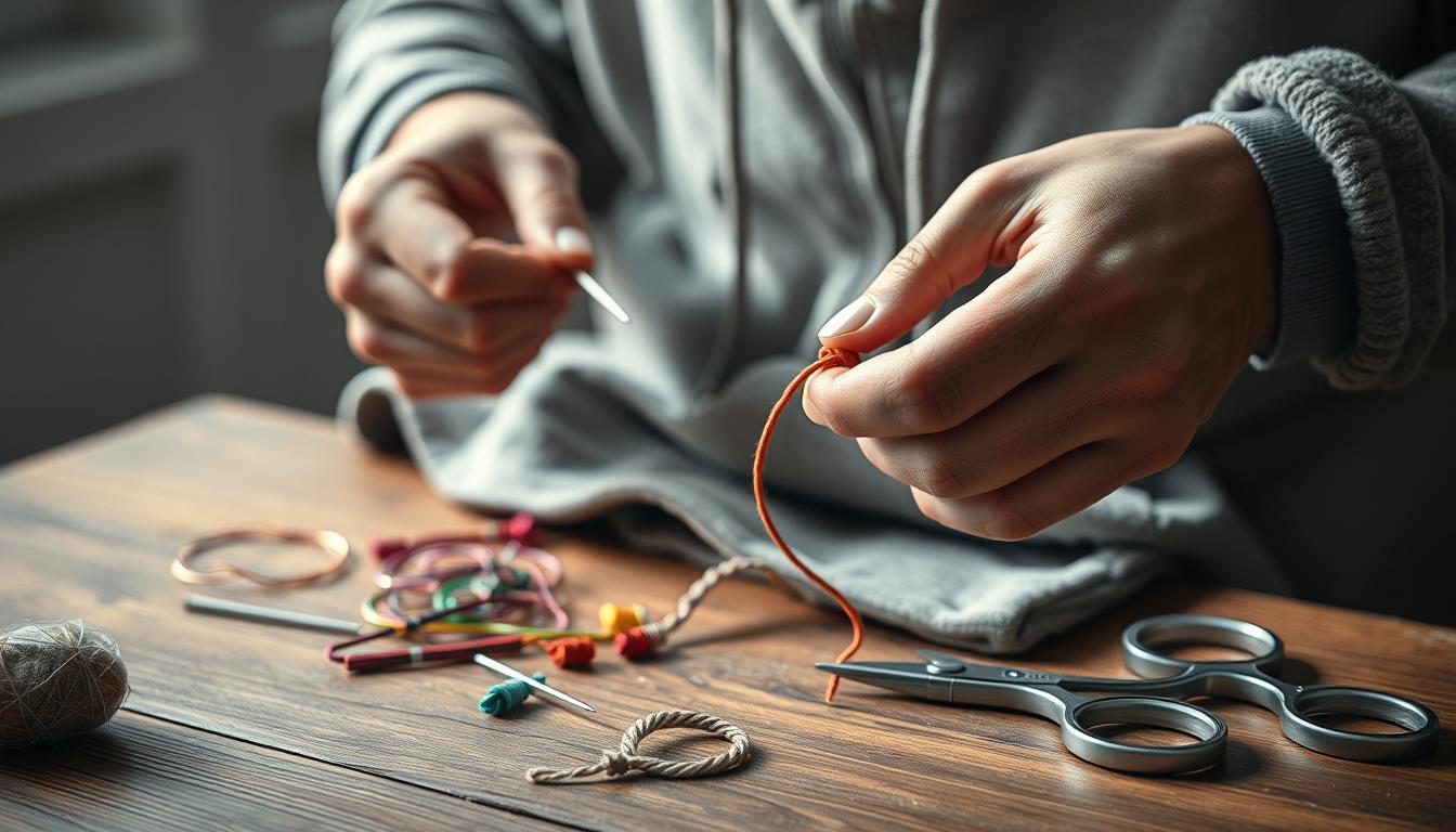how to get drawstring back in hoodie